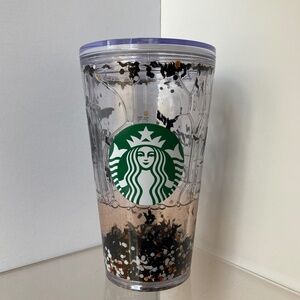 Starbucks Halloween Bats and Confetti Water Globe Tumbler 16 Oz